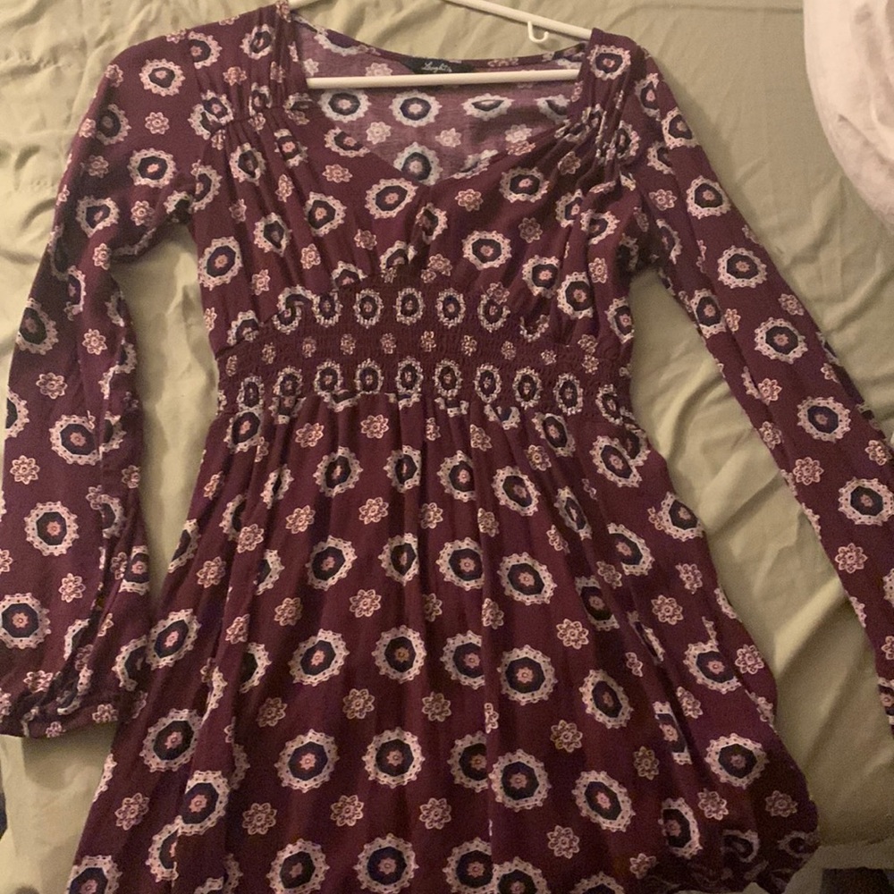 Purple 70’s Long Sleeve Mini Dress